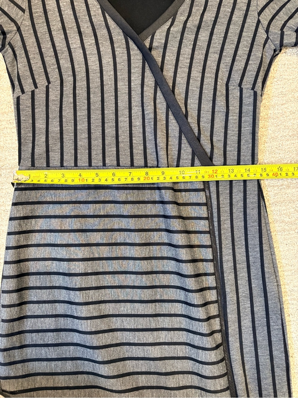 Sandwich Gray Mixed Stripe Wrap Knit Dress | Long Sleeve | Size Small - Picture 8 of 11